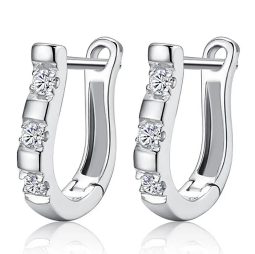 pendientes Luxury Upscale 925 Sterling Silver Earrings Harp Zircon Studs Horse Shoe Earrings Women brincos S-E03