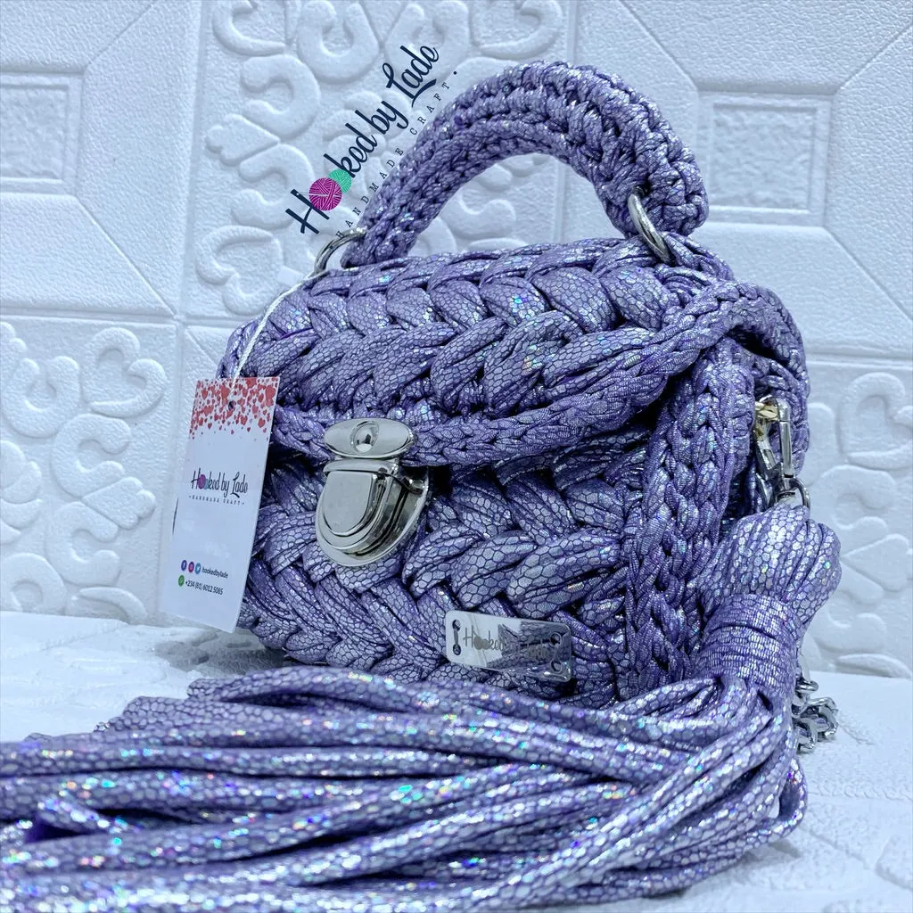 'Periwinkle' Snake Print Crochet Bag