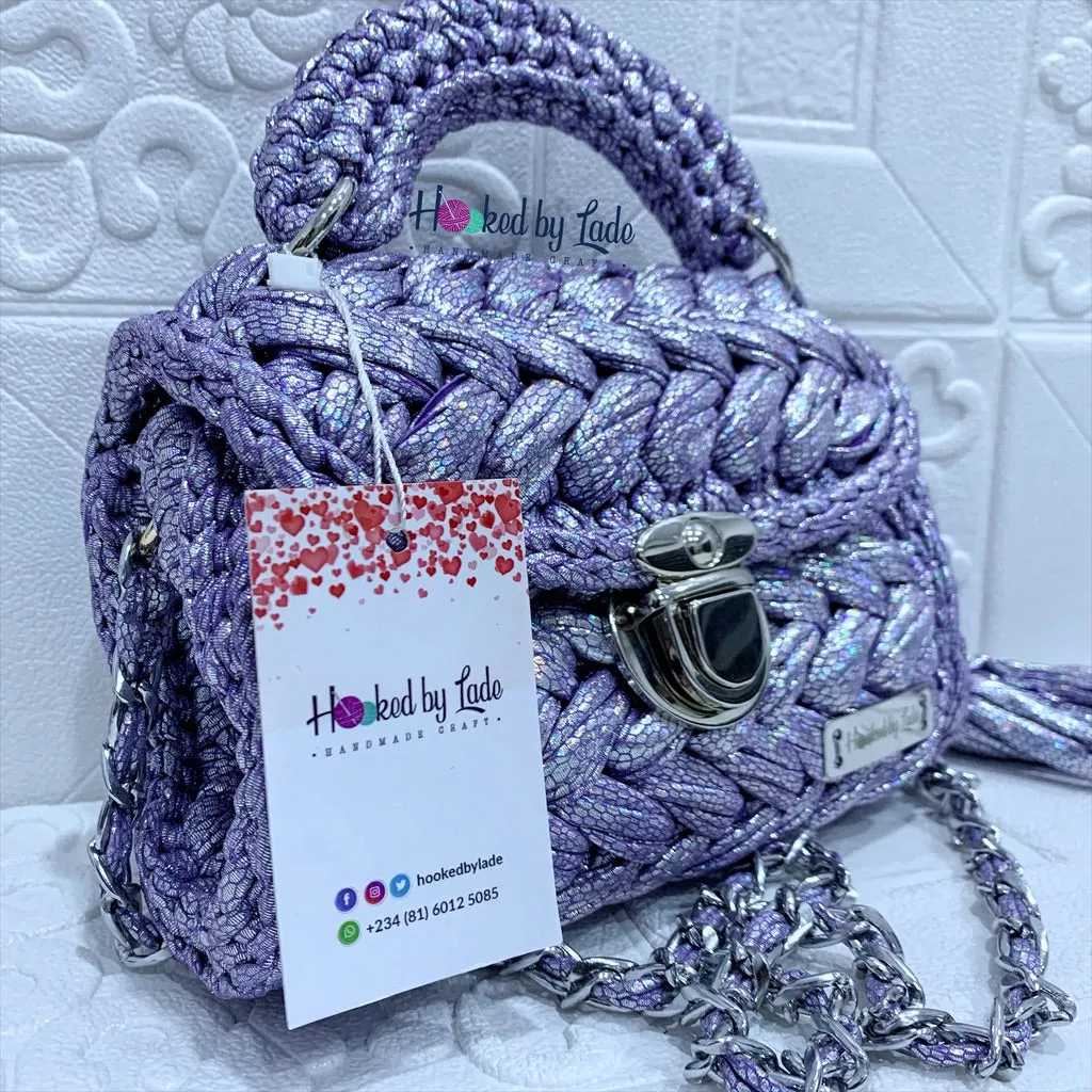 'Periwinkle' Snake Print Crochet Bag