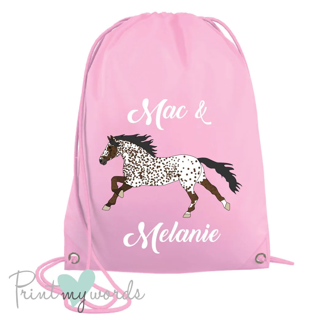 Personalised Equestrian Elegant Style Drawstring Bag