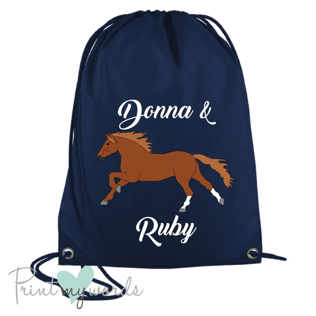 Personalised Equestrian Elegant Style Drawstring Bag