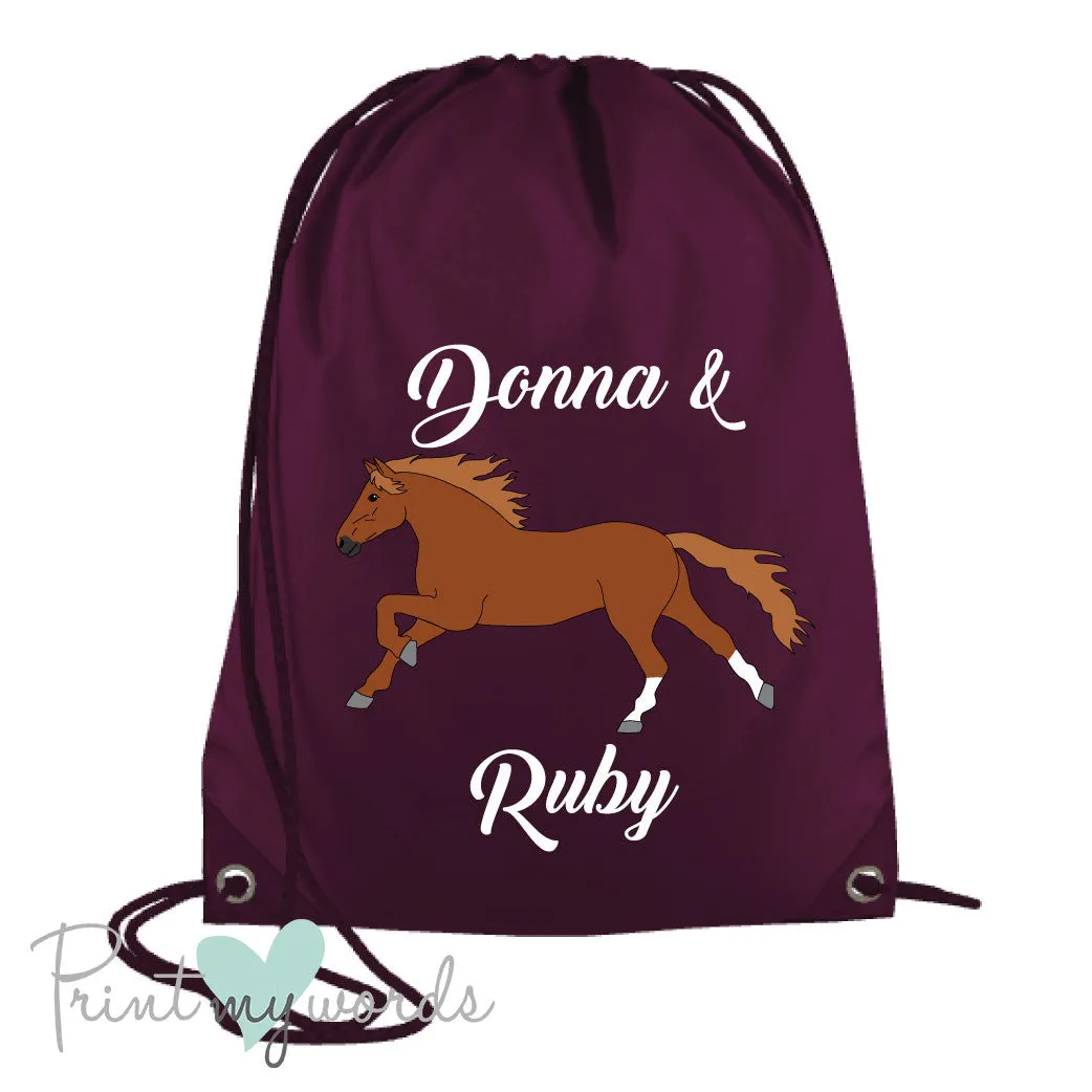 Personalised Equestrian Elegant Style Drawstring Bag