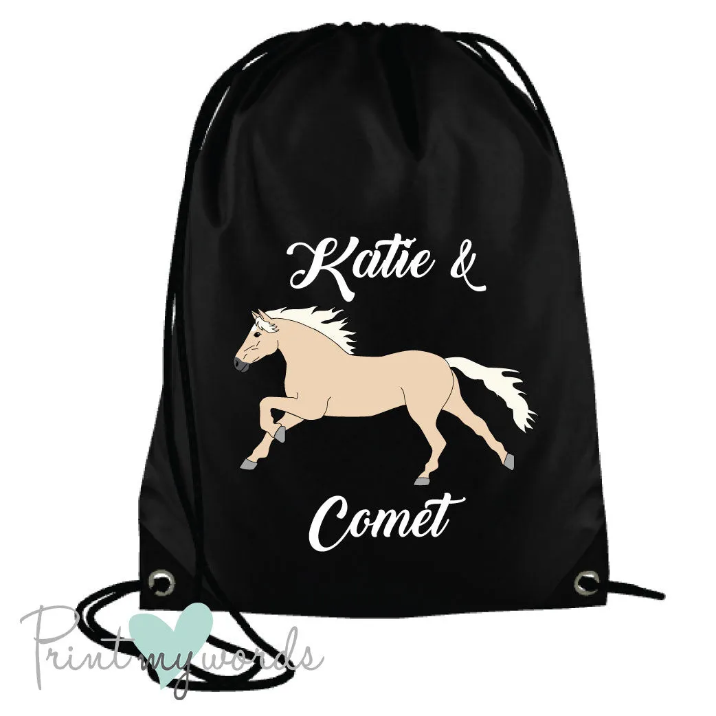 Personalised Equestrian Elegant Style Drawstring Bag