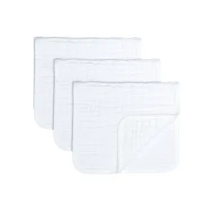Personalized White Muslin Cotton Set of 3 Burp Cloths