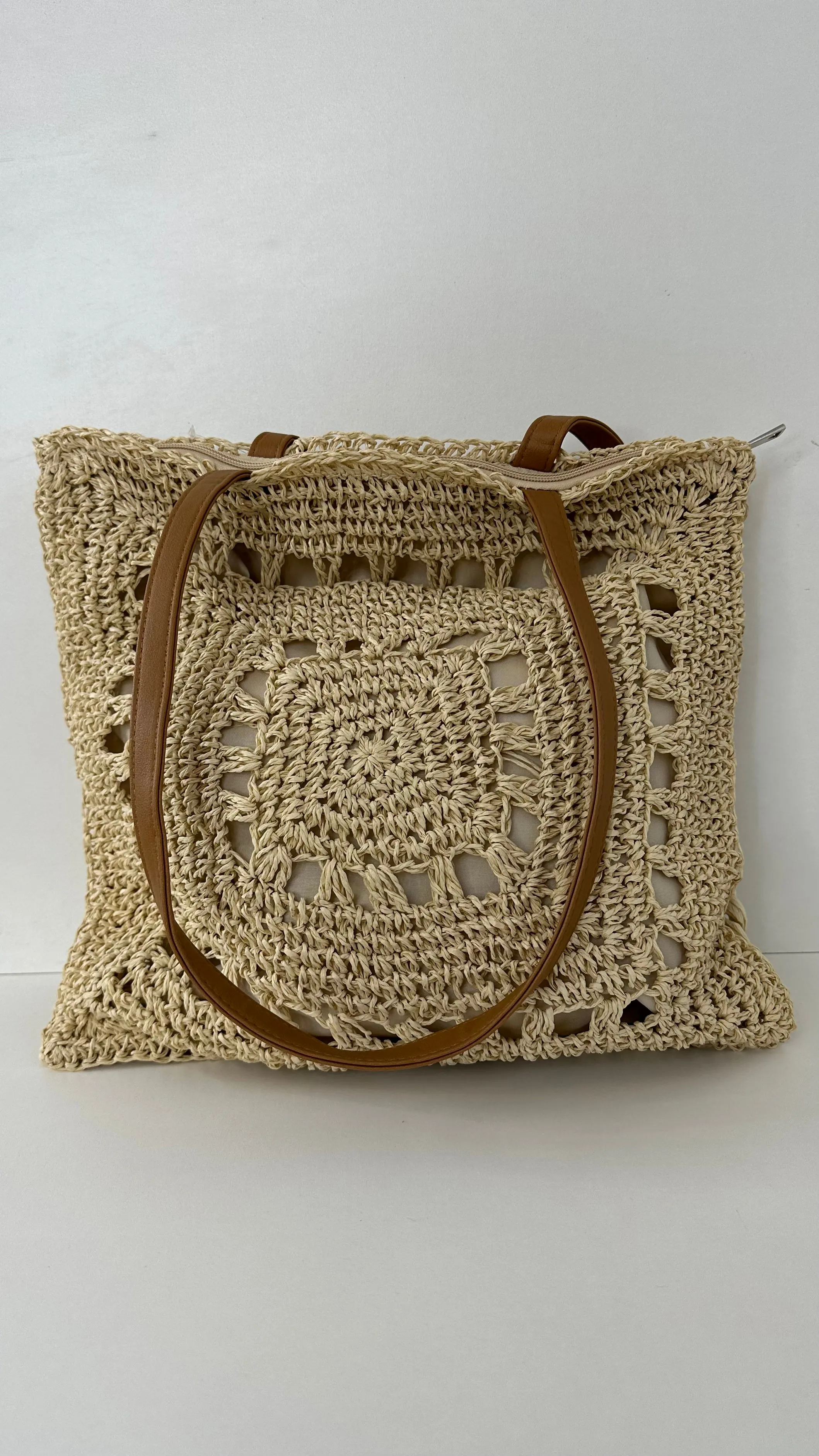 Philine Beige Straw Tote Bag
