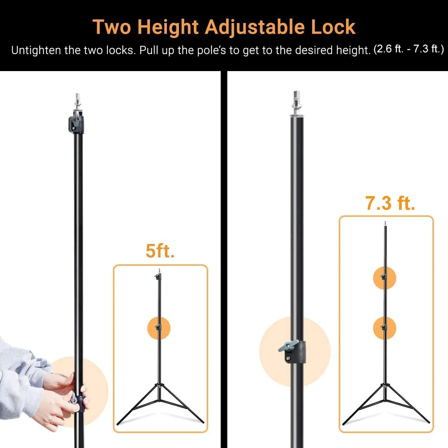 Photo Video Studio 10 ft. Wide Cross Bar 7.3 ft. Tall Backdrop Stand, Background Support System Kit with Clamp, Sand Bag, Carry Bag, Photography Studio, JSAG283