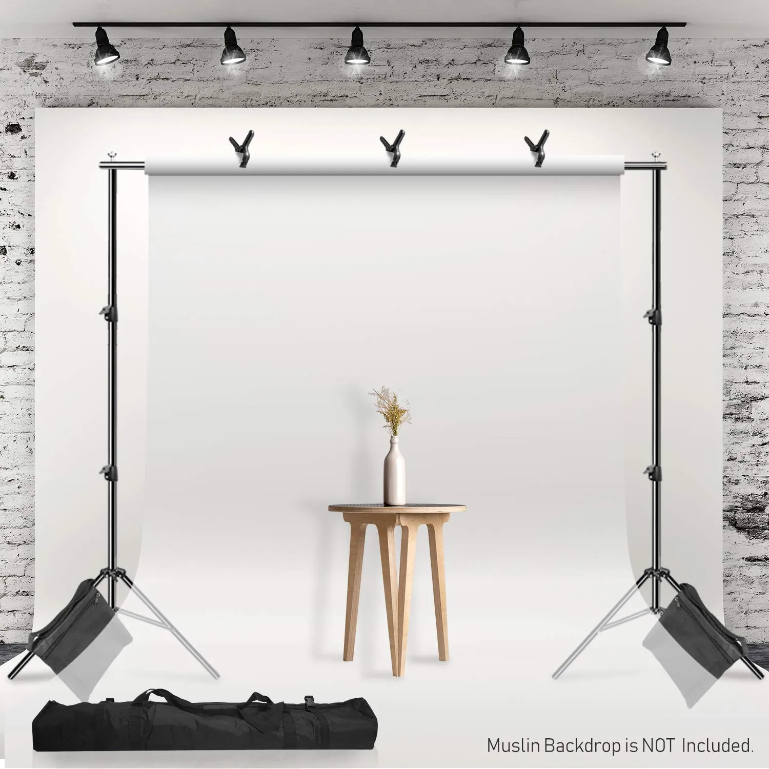 Photo Video Studio 10 ft. Wide Cross Bar 7.3 ft. Tall Backdrop Stand, Background Support System Kit with Clamp, Sand Bag, Carry Bag, Photography Studio, JSAG283
