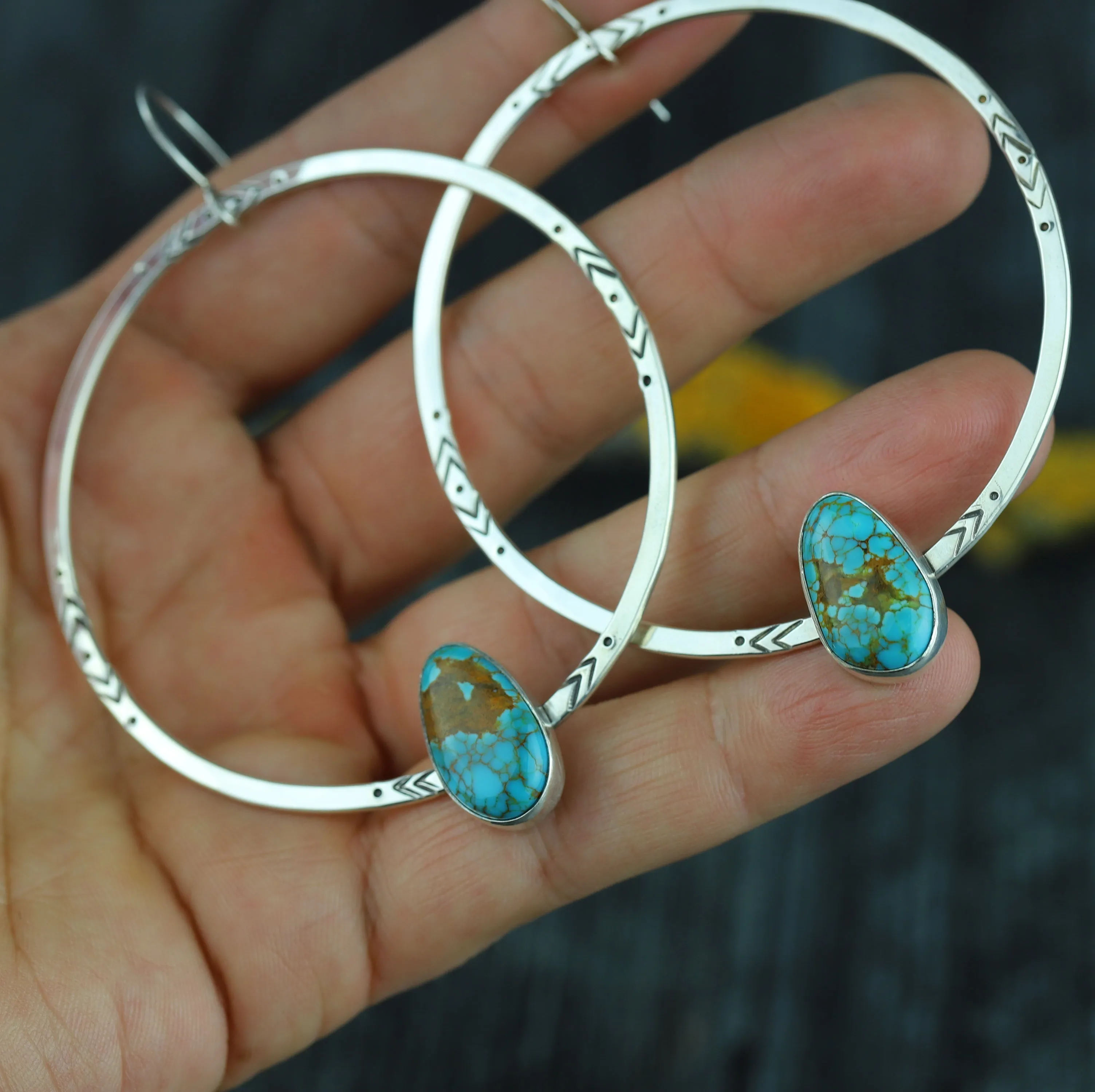 Pilot Mountain Turquoise Hoop Earrings