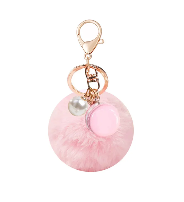 PINK POM MACARON KEYCHAIN