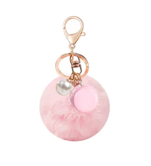 PINK POM MACARON KEYCHAIN