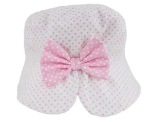 Pink Spotty Bow Bucket Hat