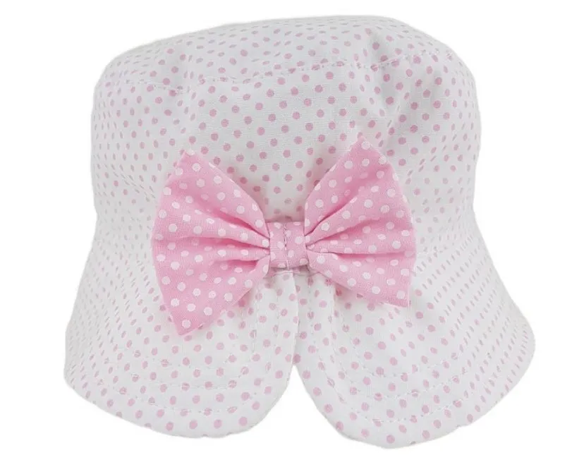 Pink Spotty Bow Bucket Hat