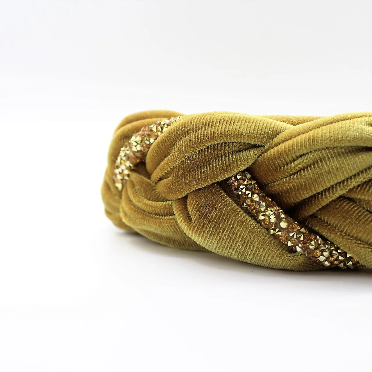 Pistachio Velvet and Rhinestones Headband