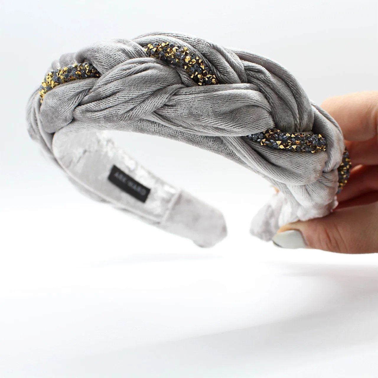Pistachio Velvet and Rhinestones Headband