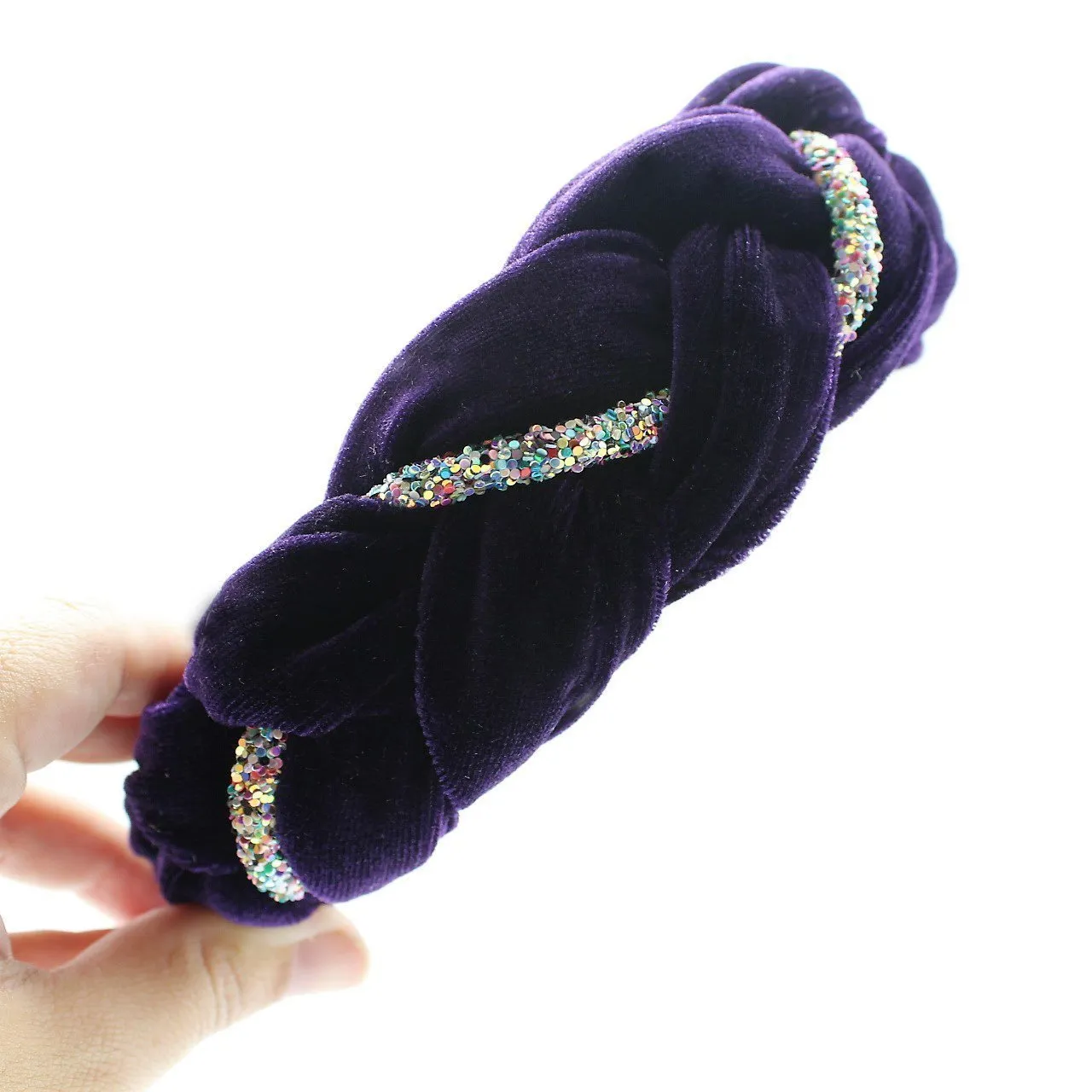 Pistachio Velvet and Rhinestones Headband