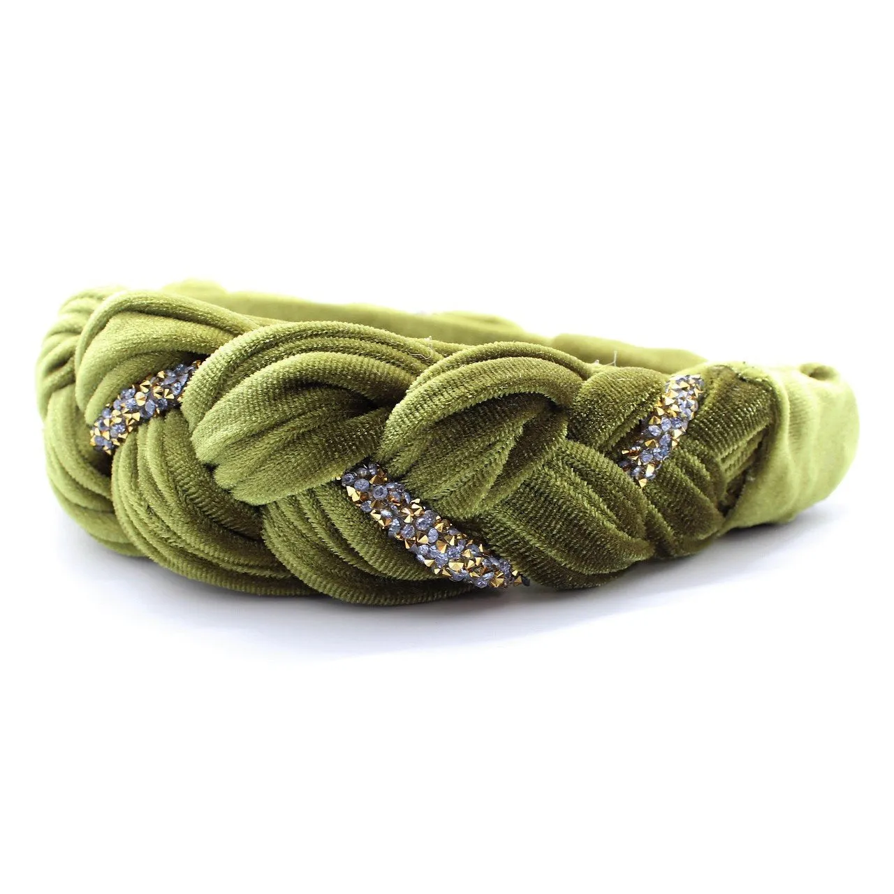 Pistachio Velvet and Rhinestones Headband