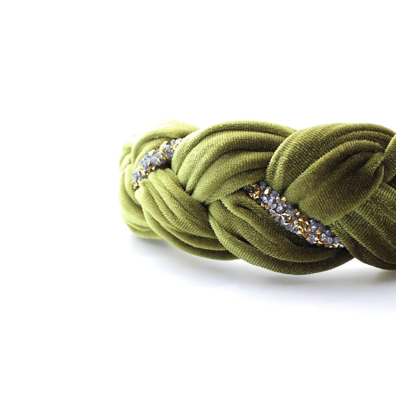 Pistachio Velvet and Rhinestones Headband