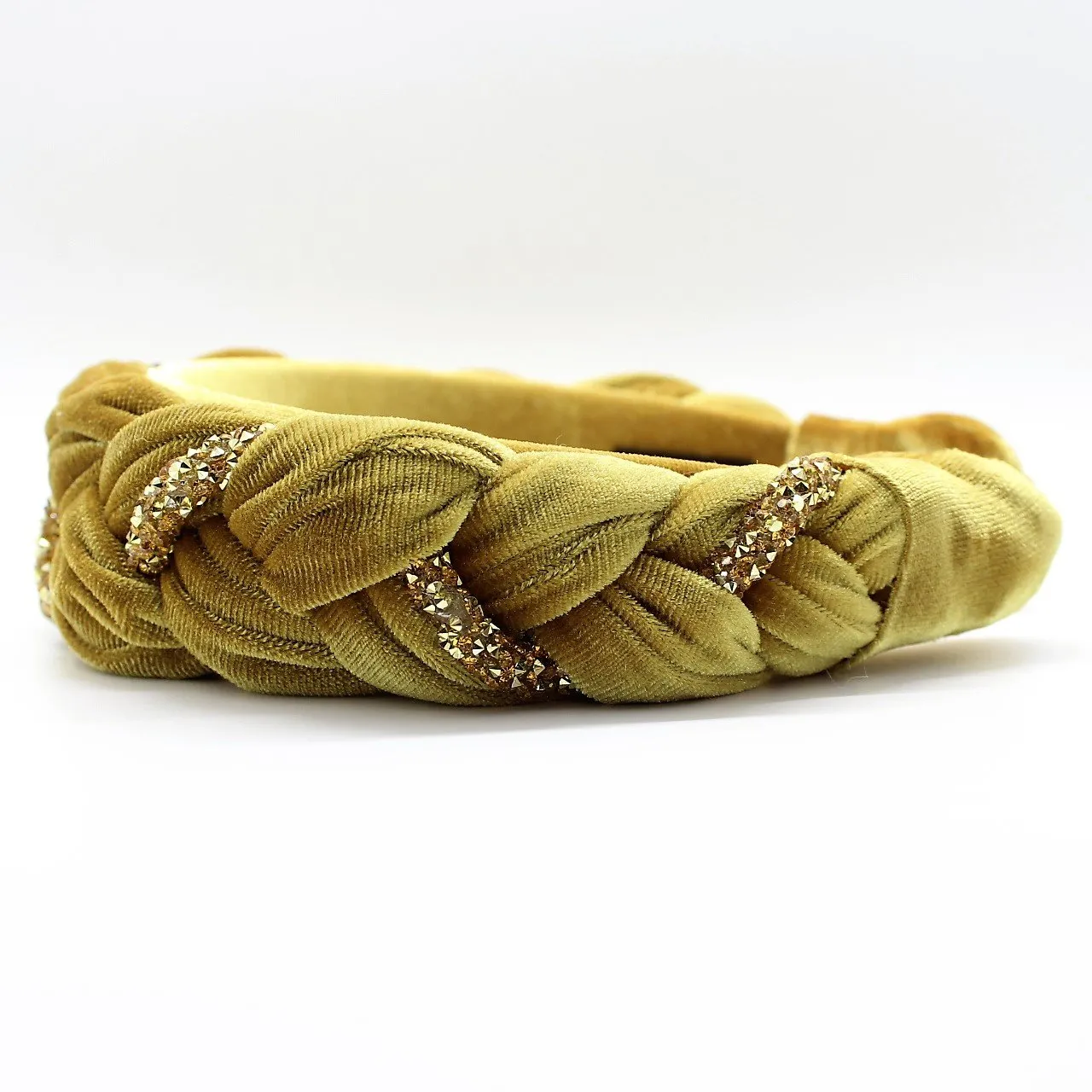Pistachio Velvet and Rhinestones Headband