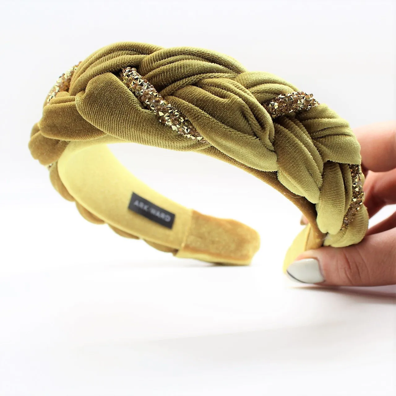 Pistachio Velvet and Rhinestones Headband
