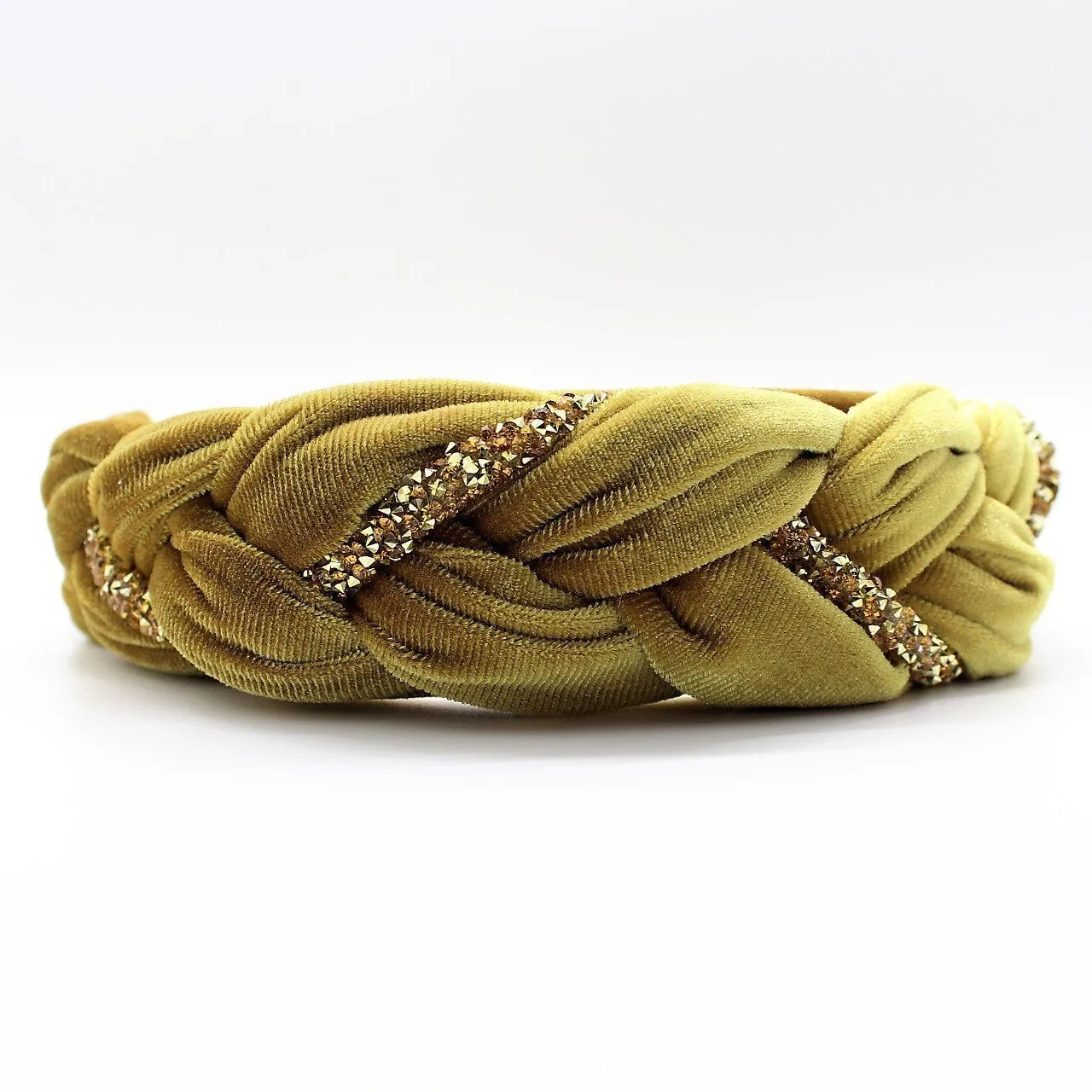 Pistachio Velvet and Rhinestones Headband
