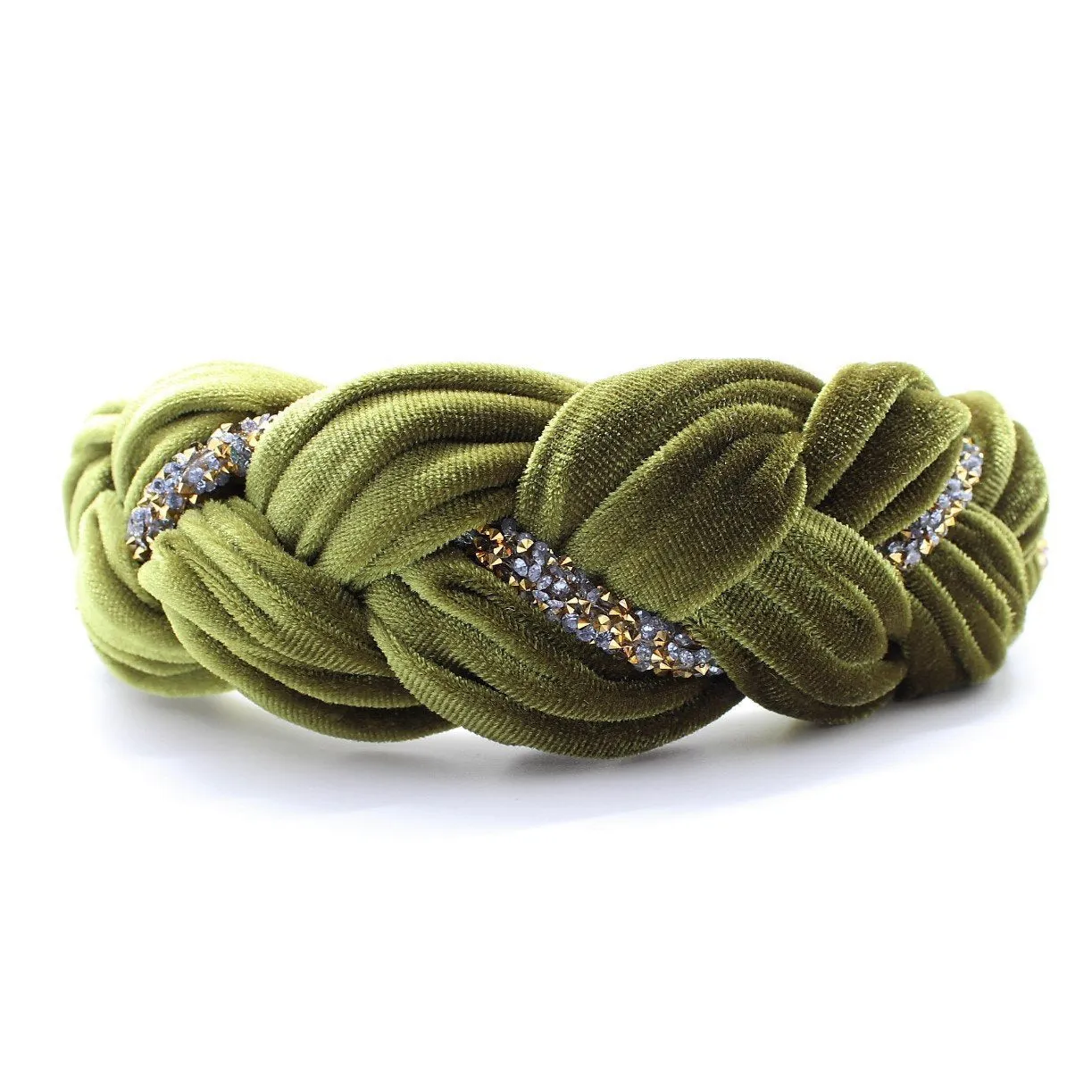 Pistachio Velvet and Rhinestones Headband