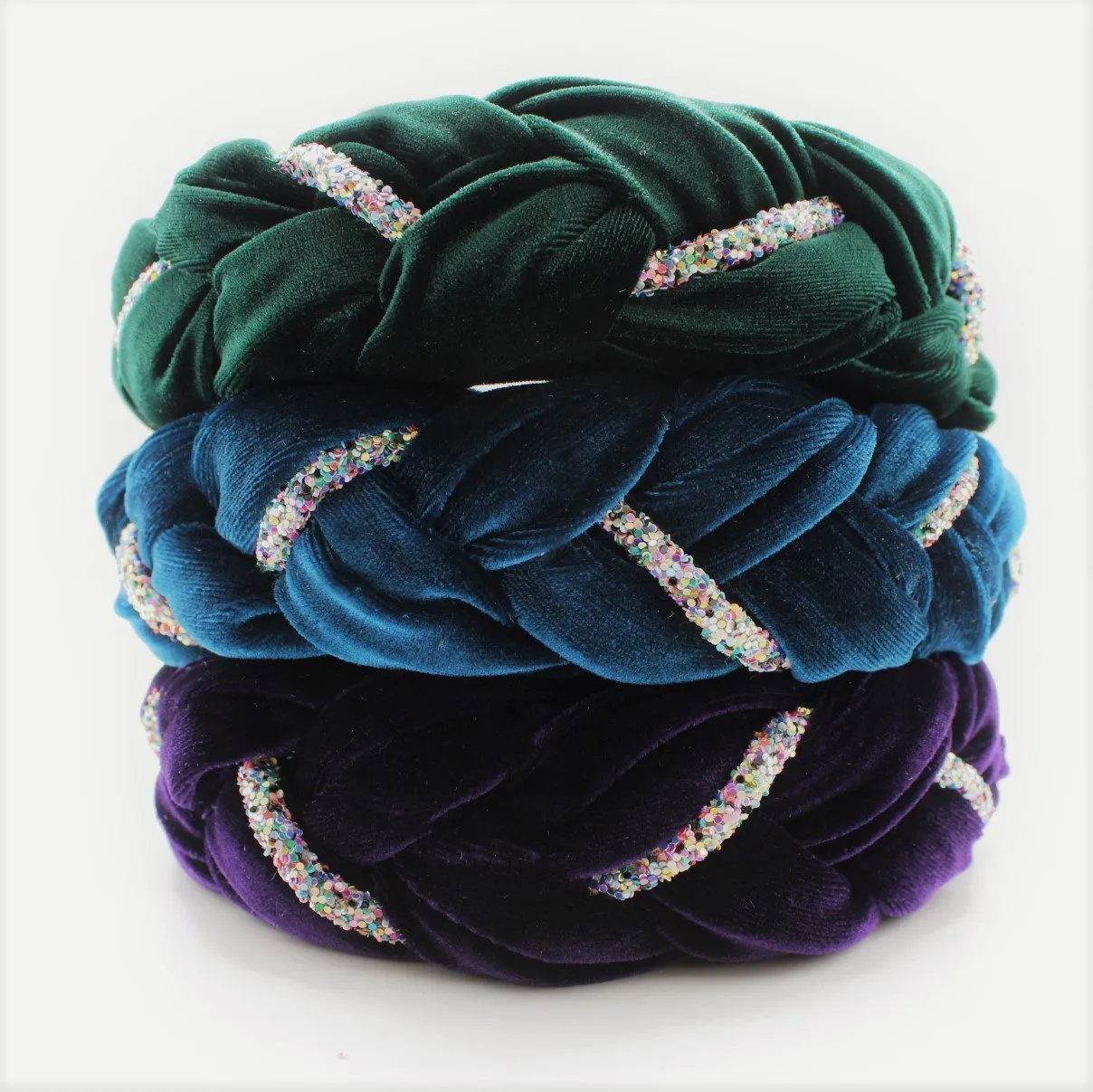 Pistachio Velvet and Rhinestones Headband