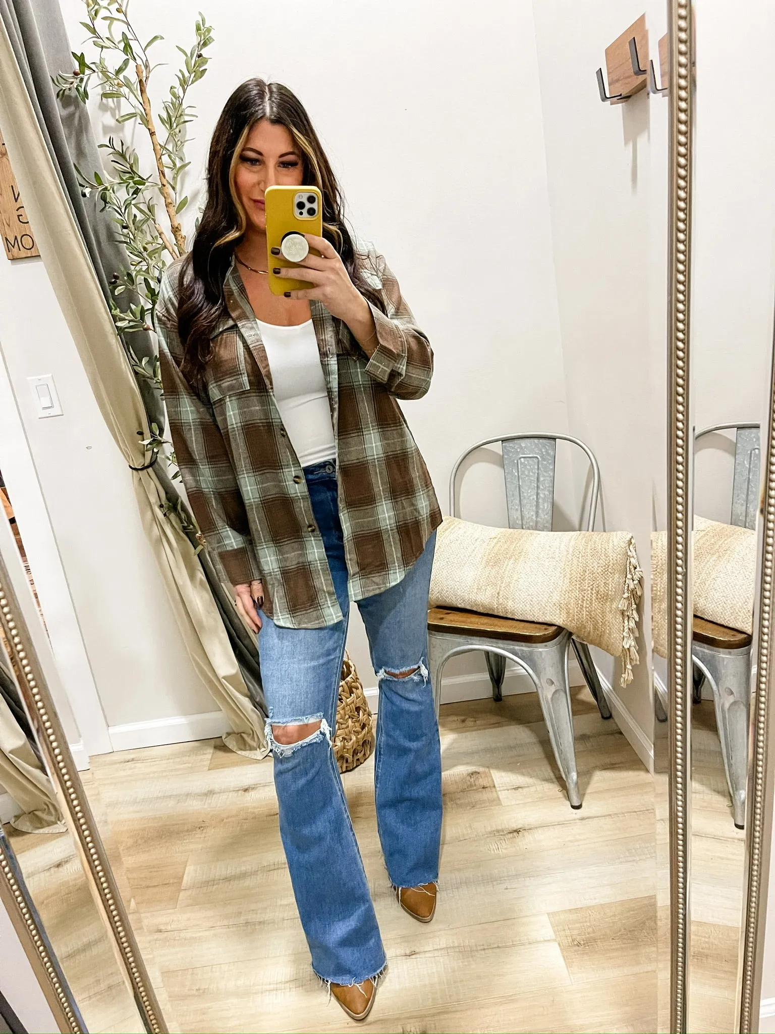 Plaid Dropped Shoulder Shirt