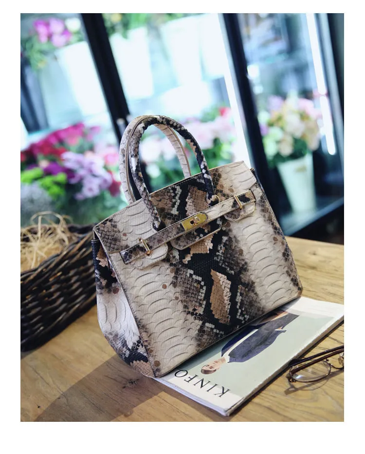Platinum Snake Skin Leather Handbag Fashion Trend Shoulder Bag Foreign Trade Crepe Bag