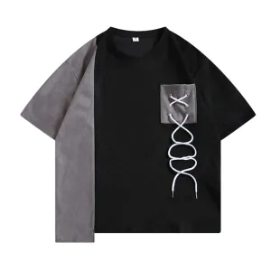 Pocket Drawstring Paneled T-shirt