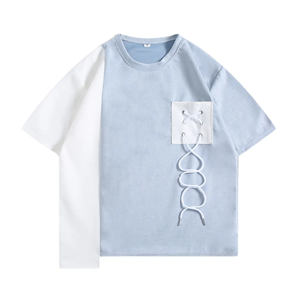 Pocket Drawstring Paneled T-shirt