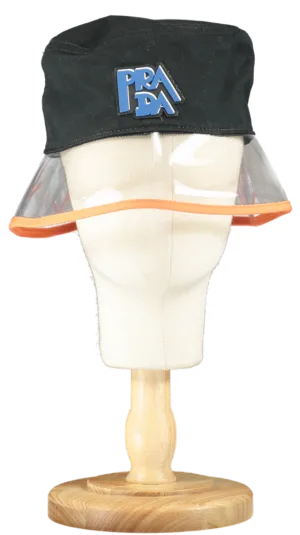 Prada Black Cotton Logo Bucket Hat One Size