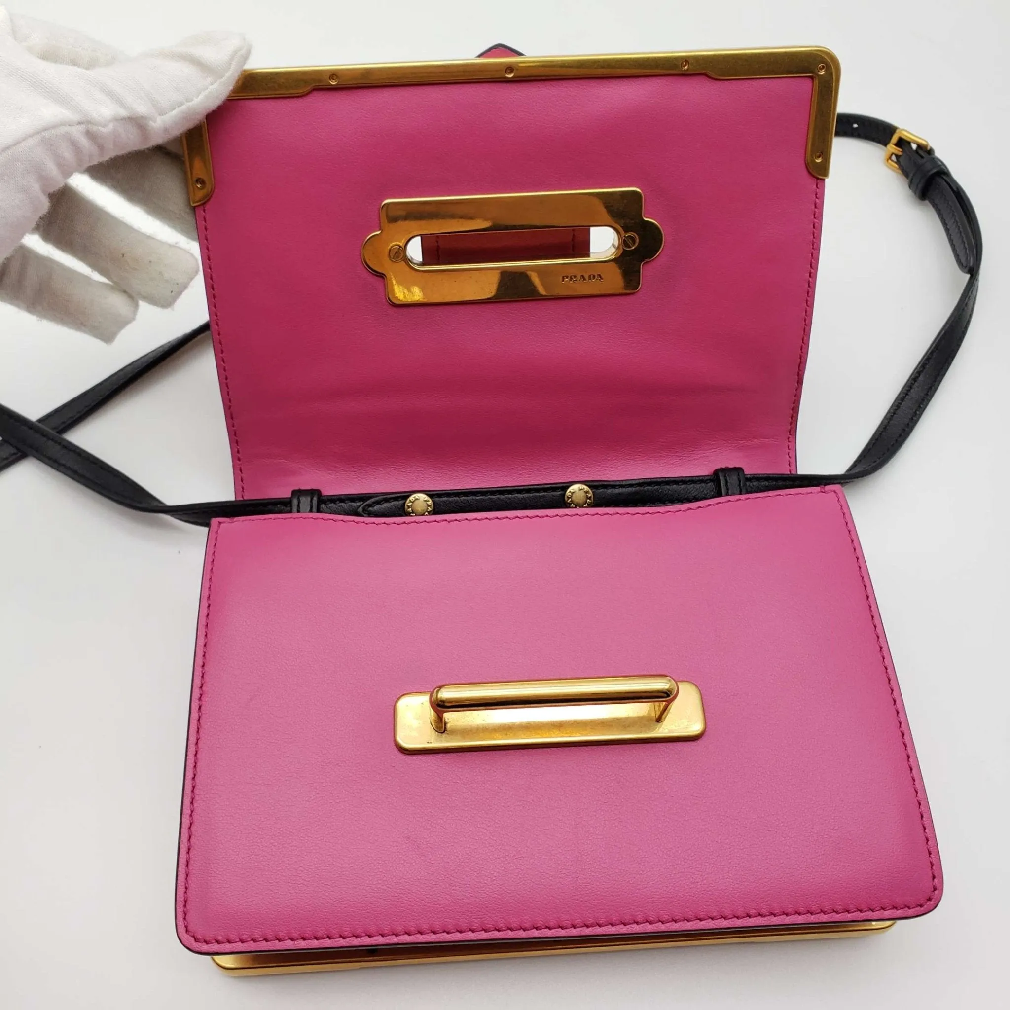 Prada Cahier Leather Shoulder Bag