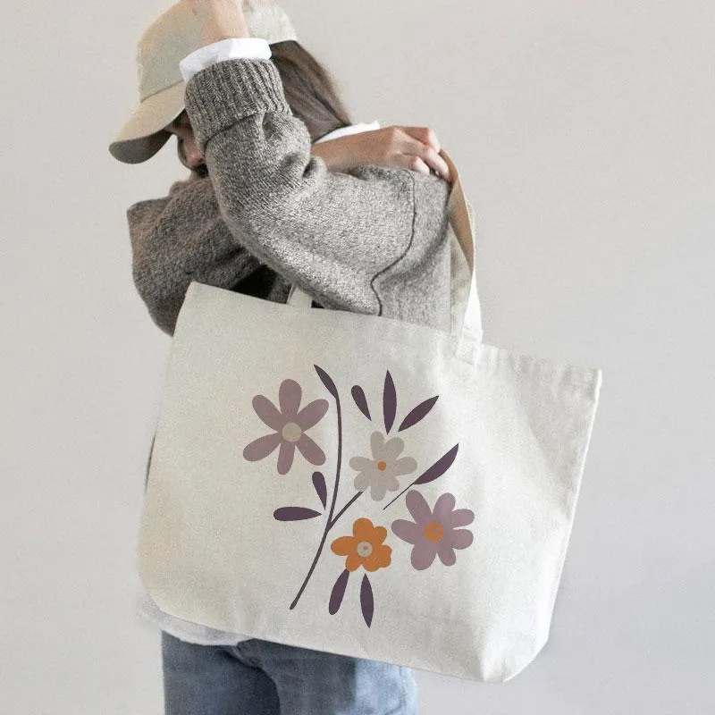 PURPLE DAISY CANVAS BAG