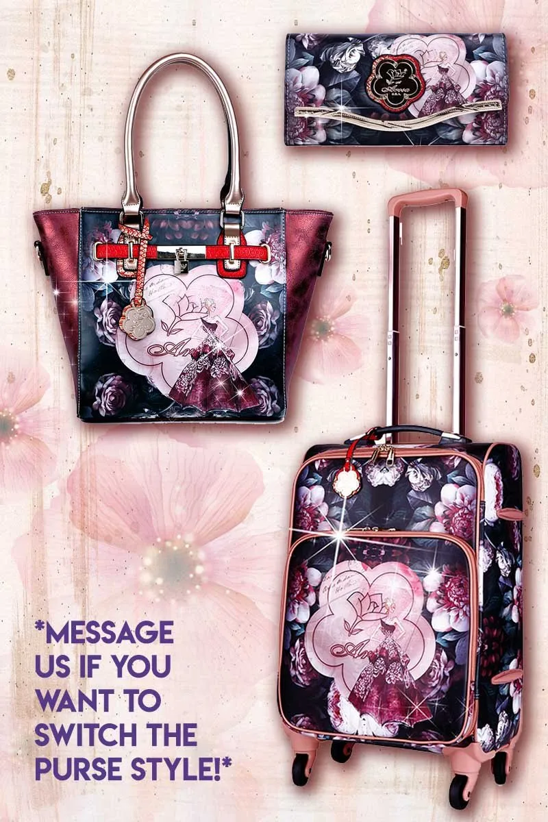 Queen Arosa Vintage 3 Pcs. Vegan Travel Carry on Luggage Set [BGL6999-8608-WA]