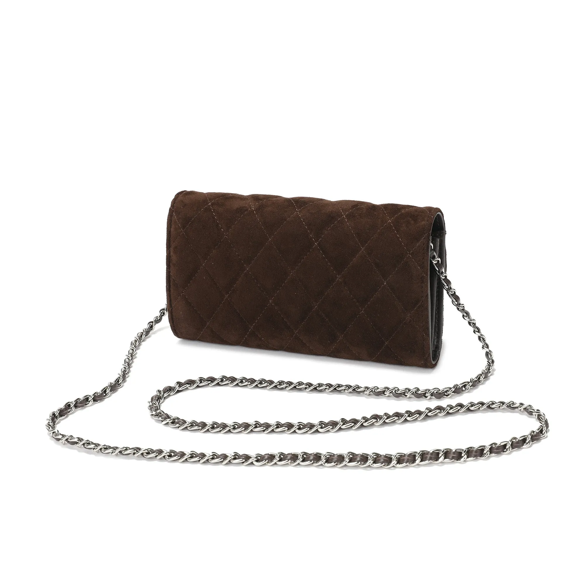 Quilted Suede Wallet-On-Chain/Clutch