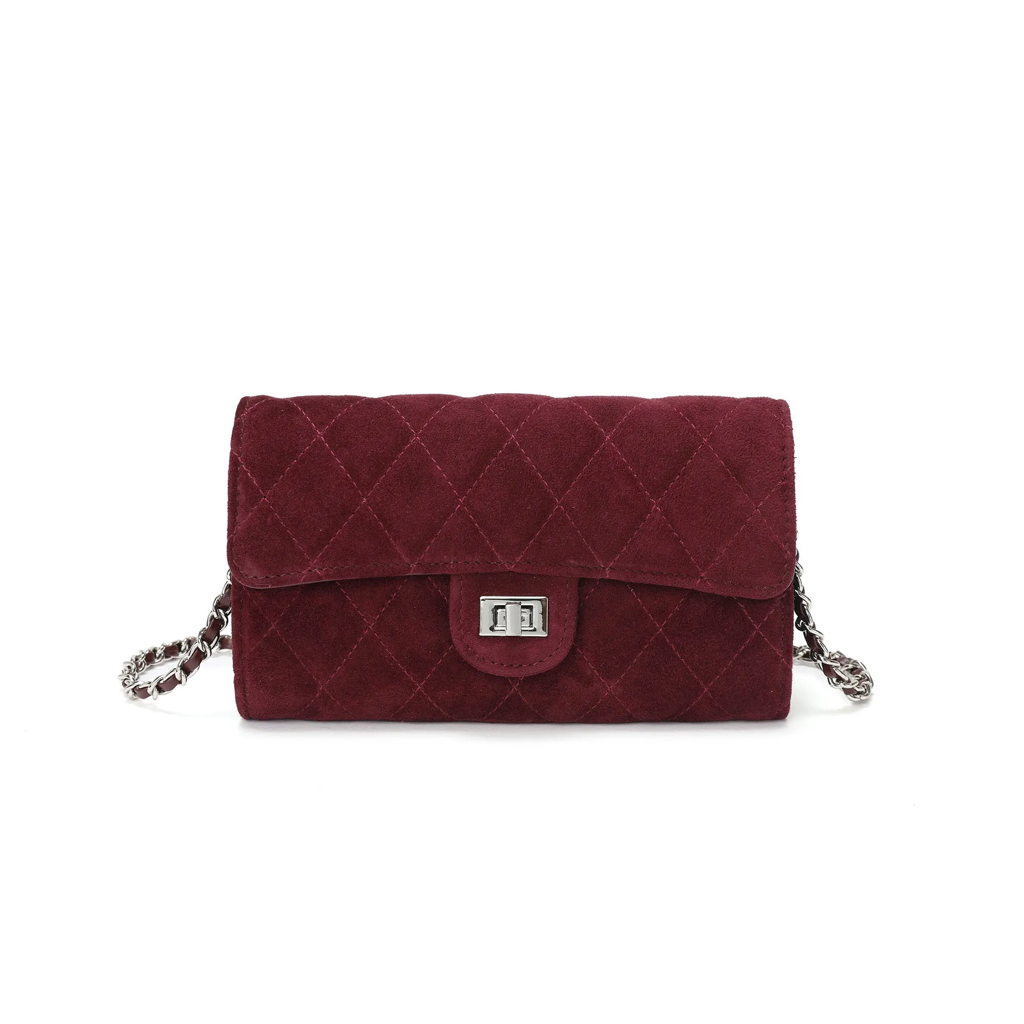 Quilted Suede Wallet-On-Chain/Clutch
