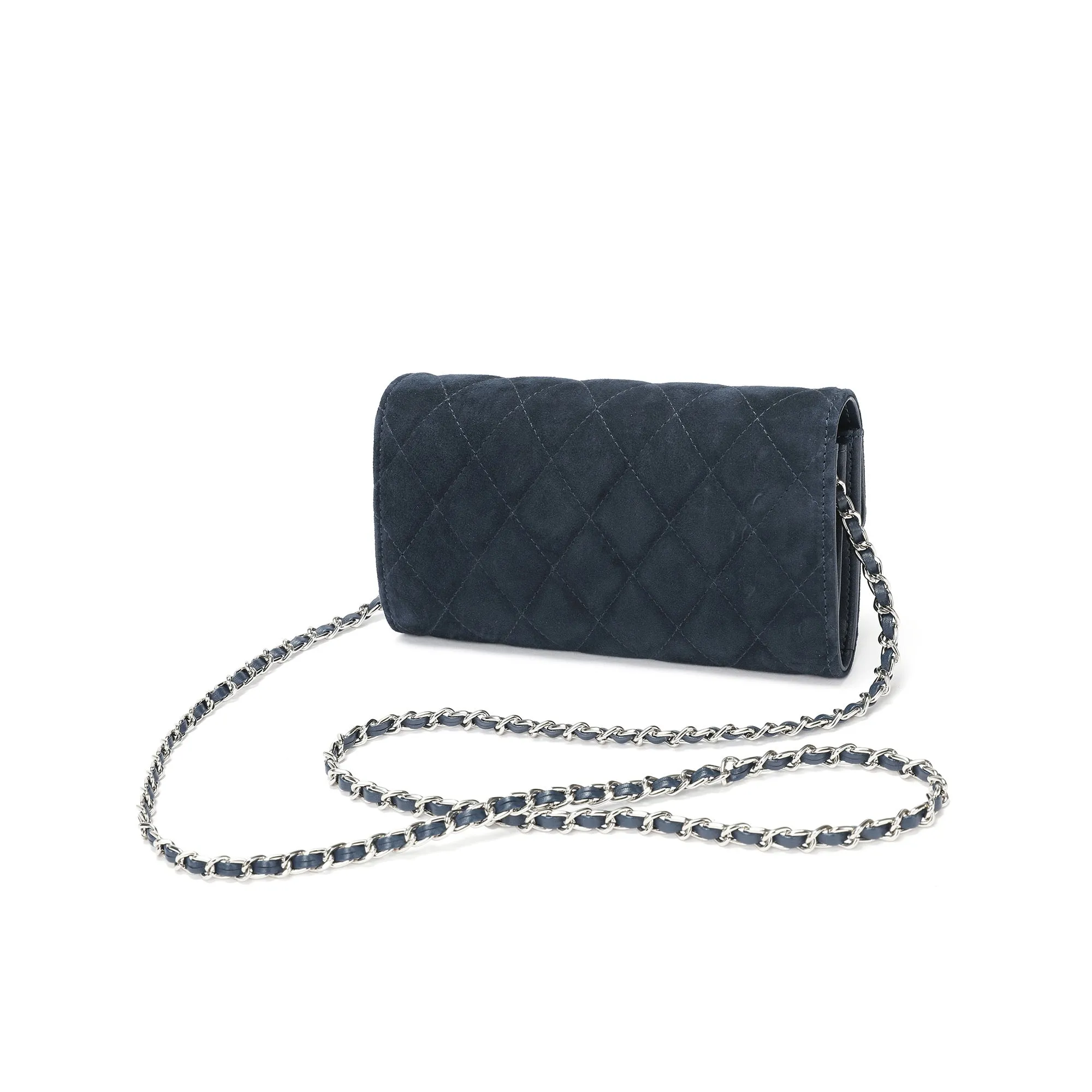 Quilted Suede Wallet-On-Chain/Clutch