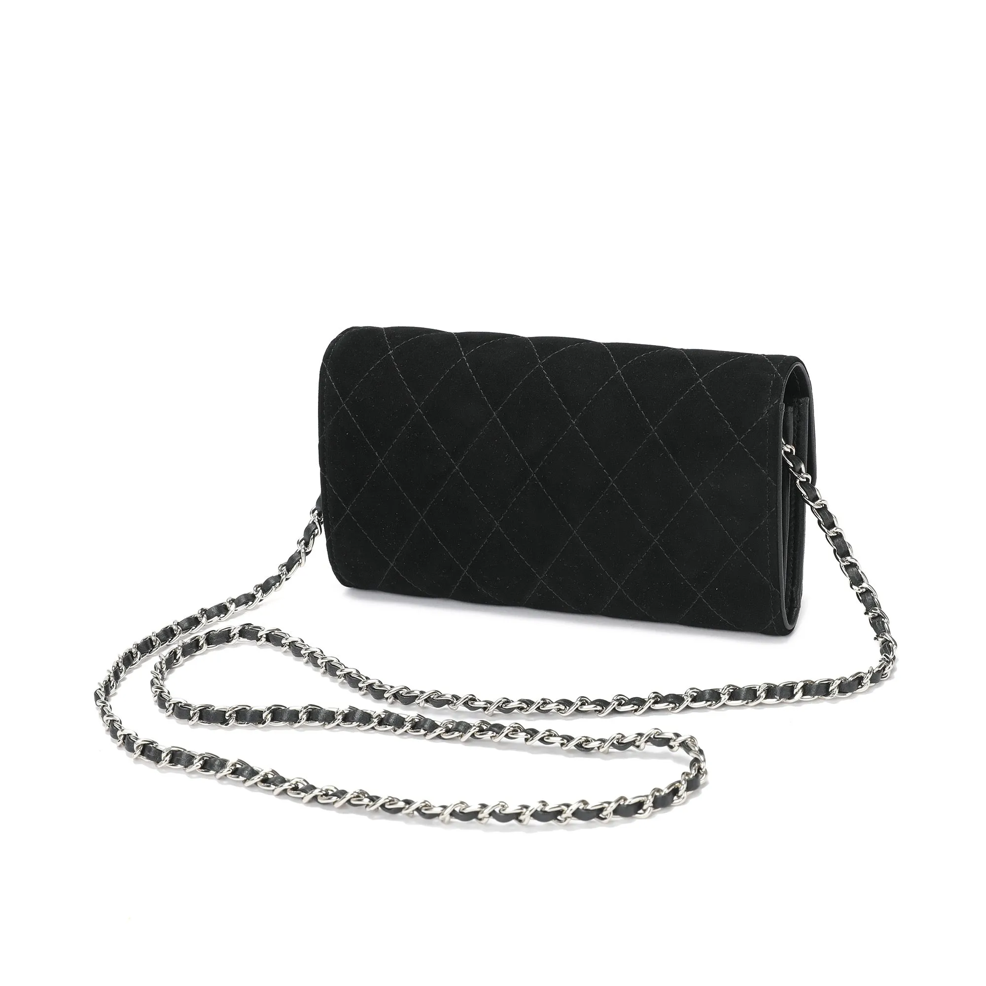 Quilted Suede Wallet-On-Chain/Clutch