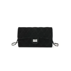 Quilted Suede Wallet-On-Chain/Clutch