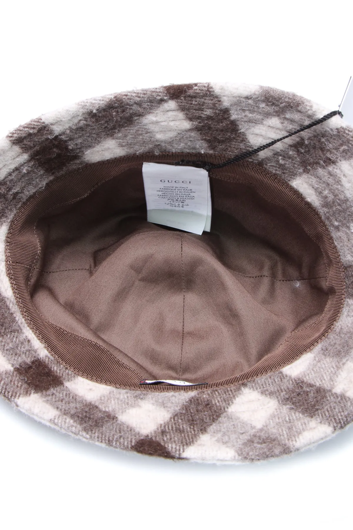 "Orgasmique" Patch Bucket Hat - White/Brown Size Medium