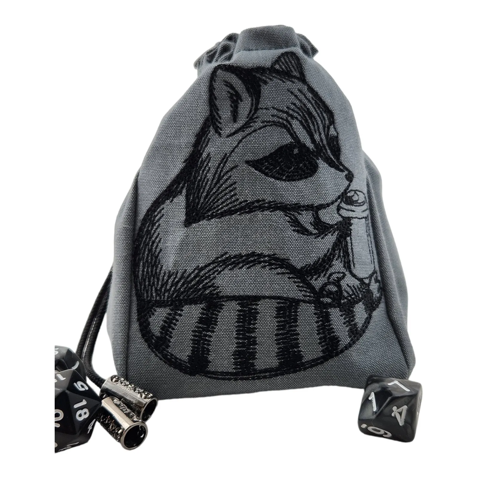Raccoon and Coffee Dice Bag