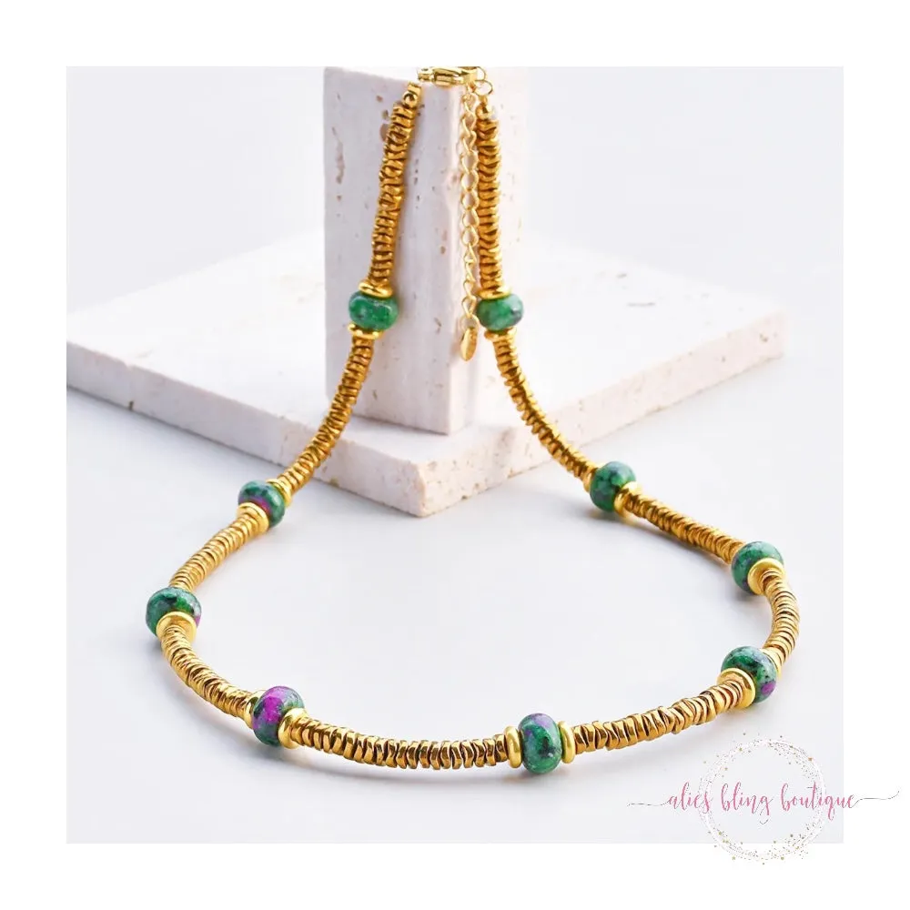 Radiant Essence Semi Precious Stone Necklace in Green