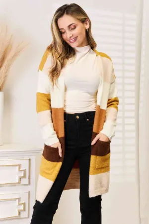 Raven Woven Right Color Block Dropped Shoulder Cardigan
