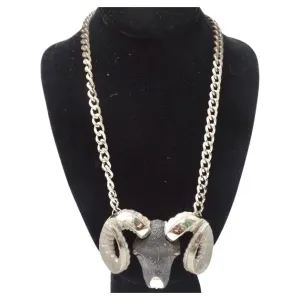 Razza Jumbo Silver Aries Ram Motif Necklace