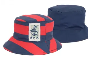 Red & Navy Striped Bucket Hat