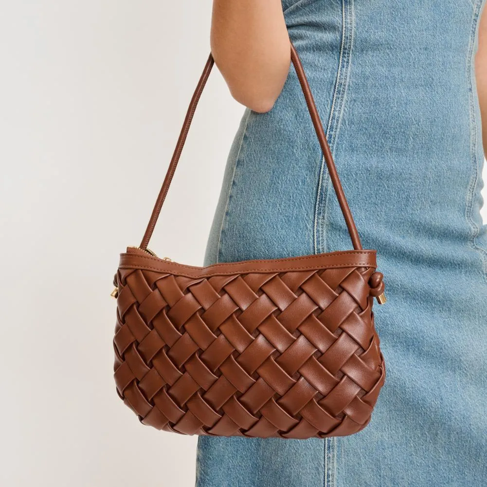 Regina Chocolate Woven Shoulder Bag