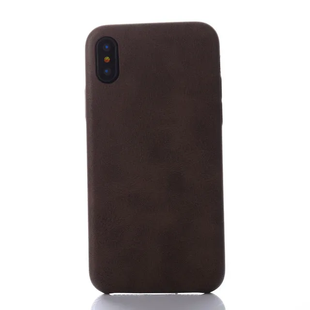Retro Luxury PU Leather Case for Apple iPhone X - Black,Brown,Khaki,Red