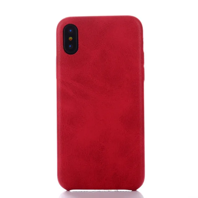 Retro Luxury PU Leather Case for Apple iPhone X - Black,Brown,Khaki,Red