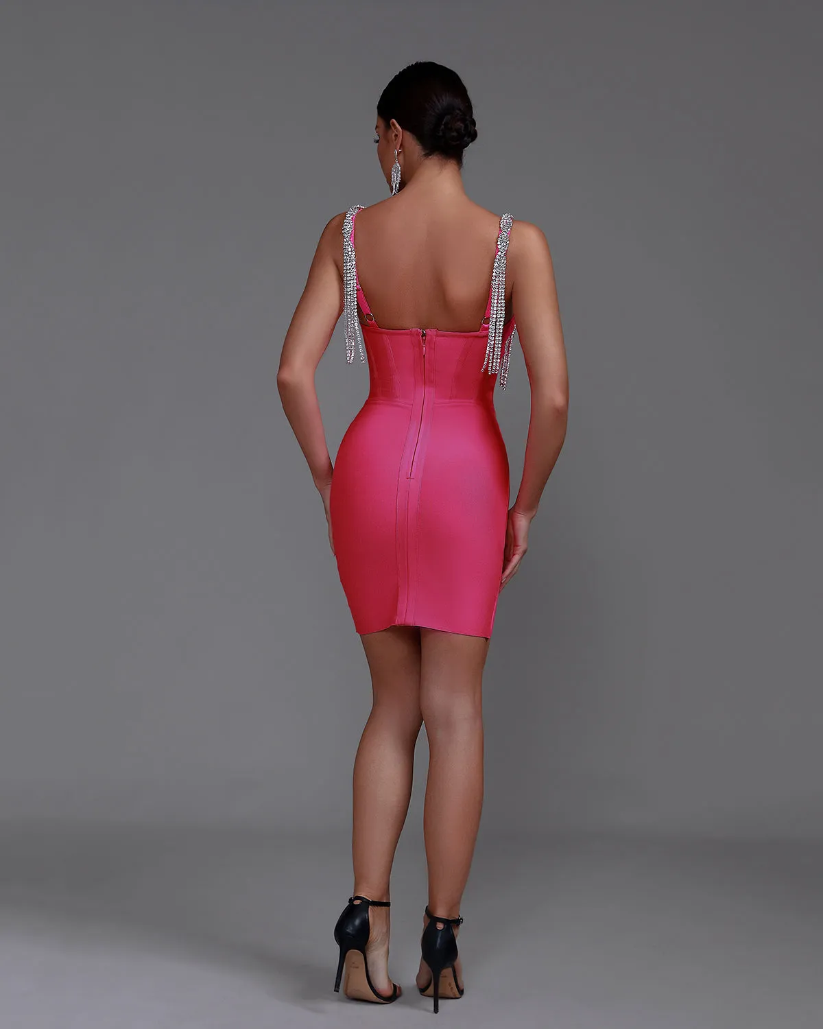 Rhinestone Tassels Mini Bandage Dress