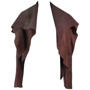 RICK OWENS Brown Leather Drape Jacket w/ Pleated Back Size 38